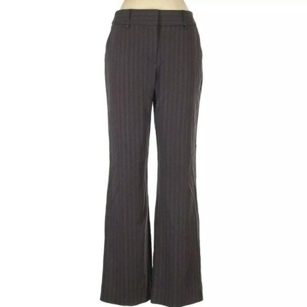 George Womens Gray Pink Striped Stretch Dress Career Pants Trousers Size 10